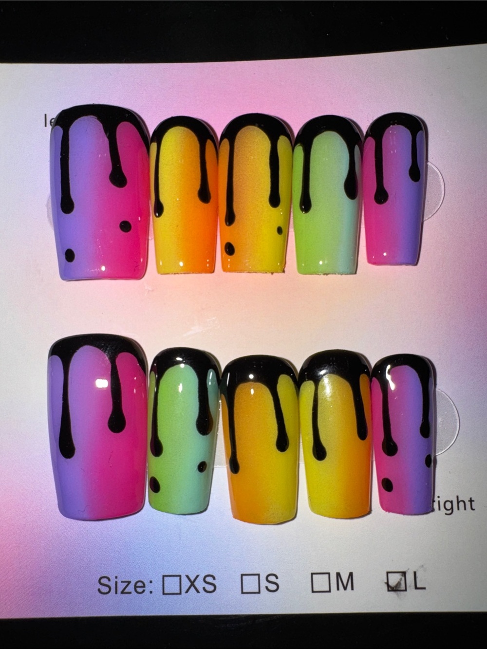 Neon Rainbow Drip Press-On Nails